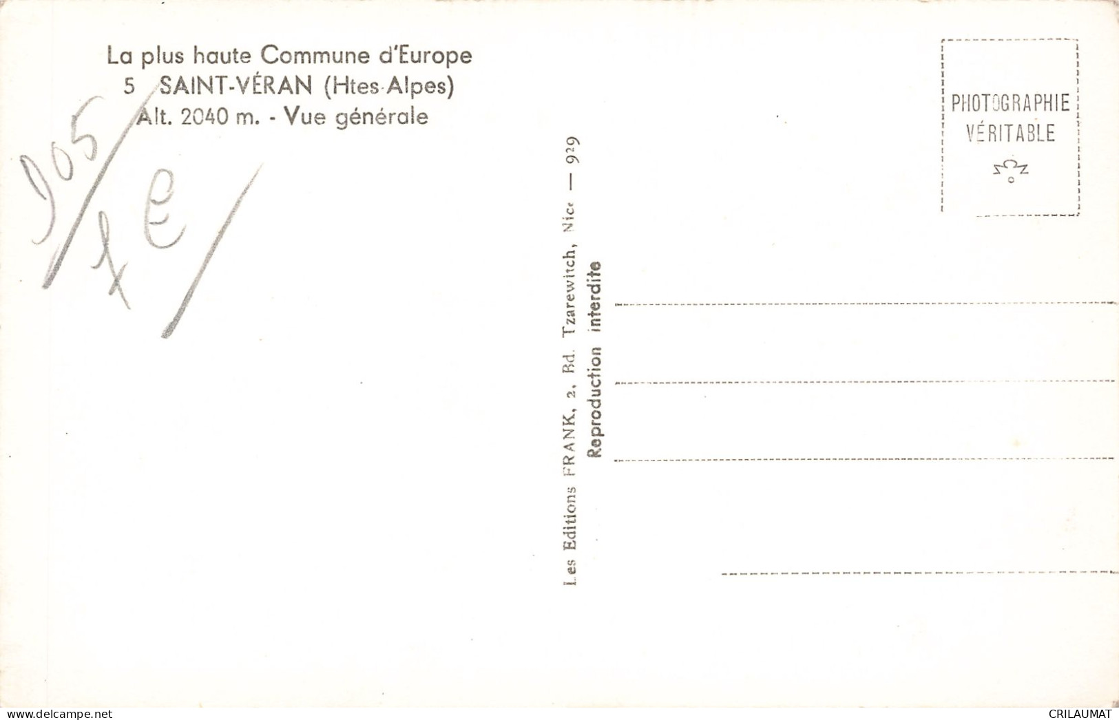 05-SAINT VERAN-N°T5274-C/0173 - Autres & Non Classés