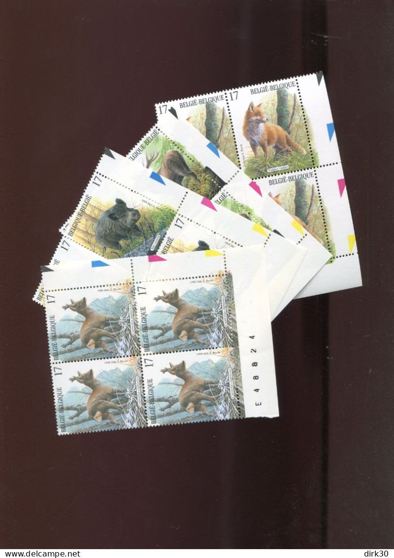 Belgie 2748/51 Buzin Fox Deer Boar Margin Stamps Blocks Of 4 MNH - Nuovi