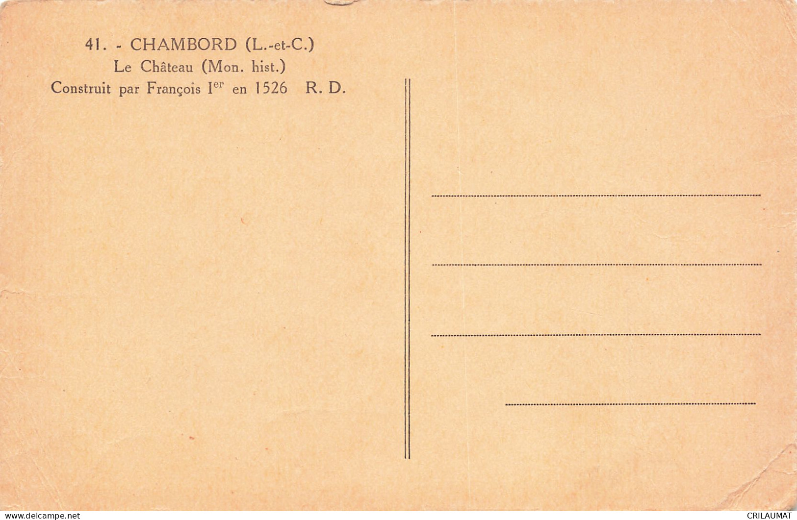 41-CHAMBORD LE CHÂTEAU-N°T5276-B/0103 - Chambord