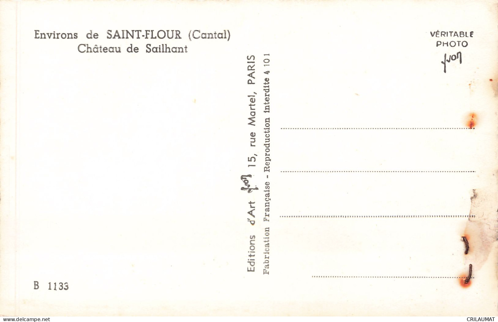 15-SAINT FLOUR CHÂTEAU DE SAILHANT-N°T5275-H/0399 - Saint Flour