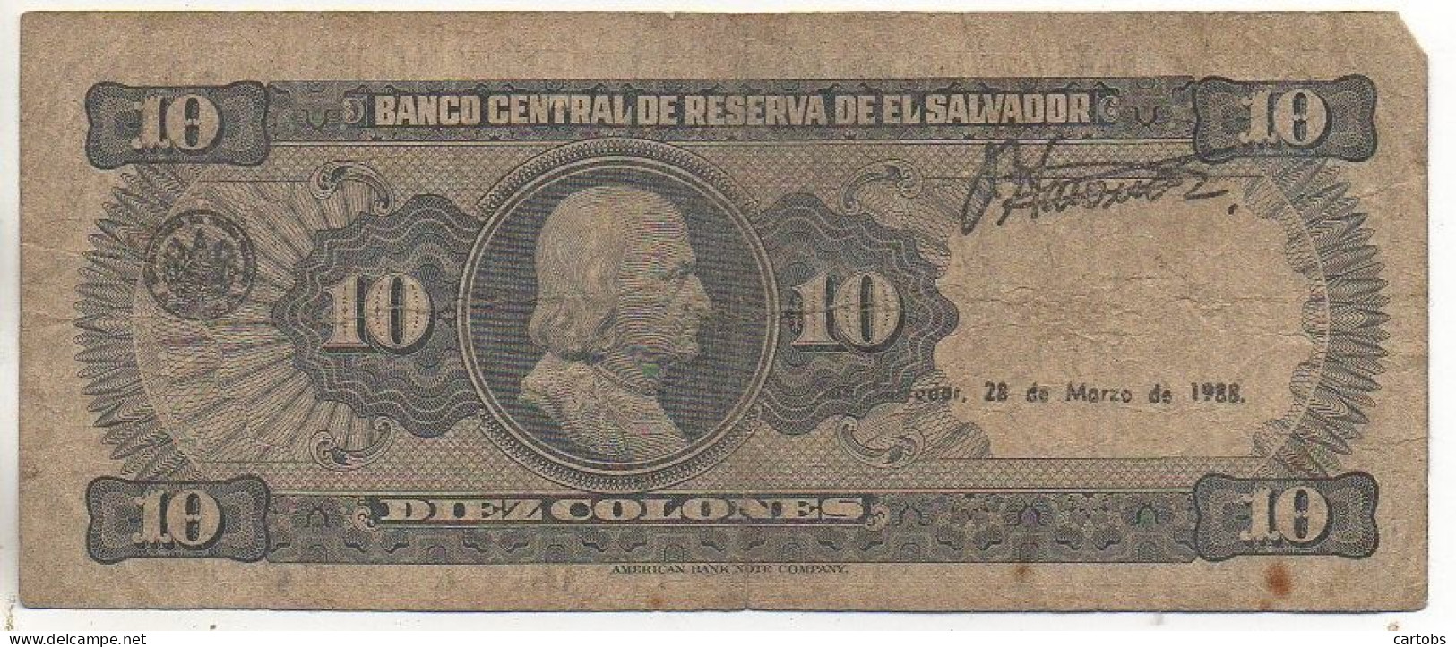 El Banco Central De Reserva De El SALVADOR  Diez Colones  (1988) - Salvador