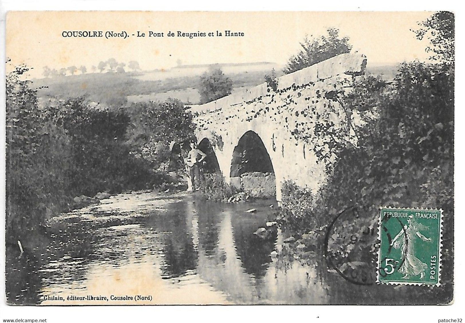 Cpa...Cousolre...(nord)...le Pont De Reugnies Et La Hante...1910...animée... - Sonstige & Ohne Zuordnung