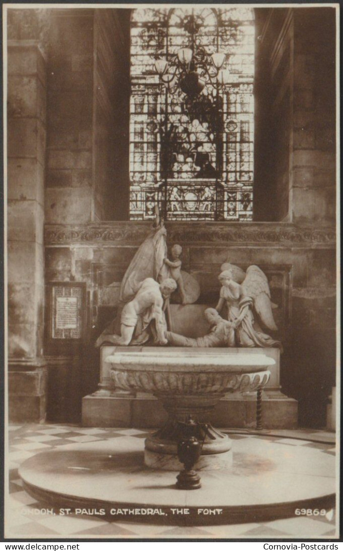 The Font, St Paul's Cathedral, London, C.1920s - Photochrom RP Postcard - St. Paul's Cathedral