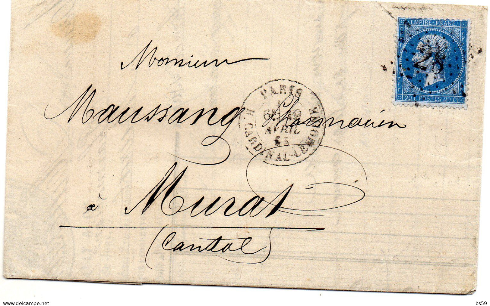 Paris - LAC Affr N° 22 Obl Etoile Accidentée 28 Ex 20 (1er état) Tàd R. Cardinal-Lemoine - 1849-1876: Periodo Classico