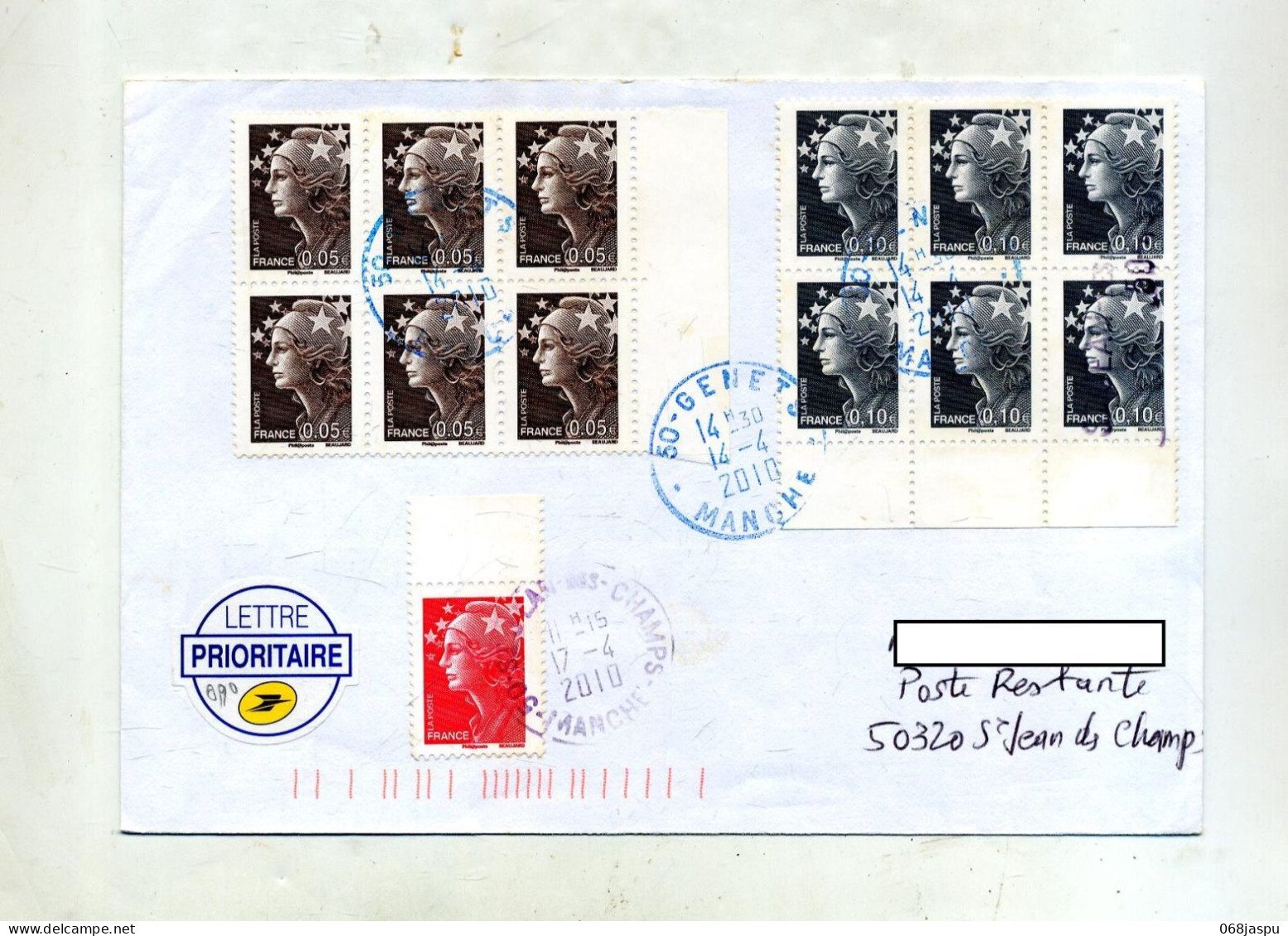 Lettre Cachet Bleu Genets Sur Beaujard  + Poste Restante Saint Jean - Handstempel