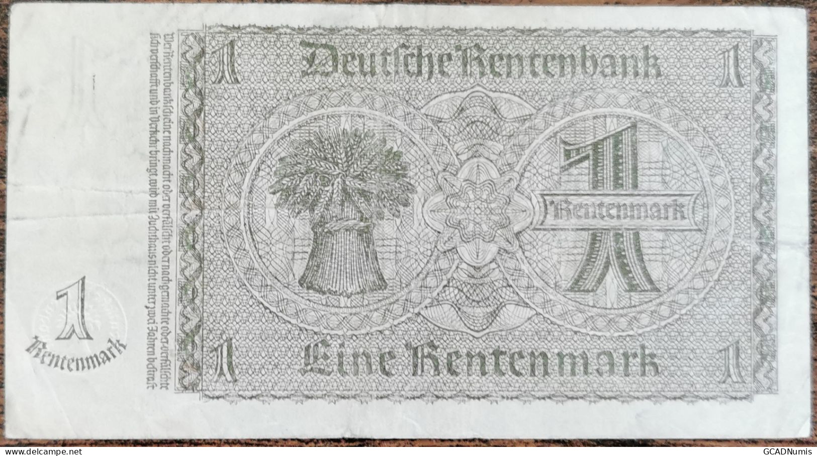 Billet Allemagne 1 Rentenmark 15 - 10 - 1923 / Rentenmarkscheine - 1 Rentenmark