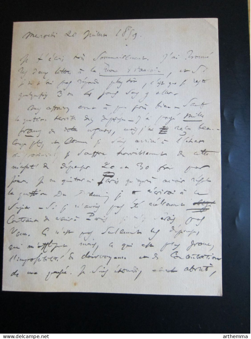 Lettre De Charles Baudelaire De 1859 - Poète Français - - Schrijvers