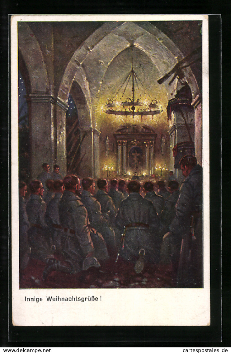 Künstler-AK Deutsche Soldaten Beim Feldgottesdienst  - War 1914-18
