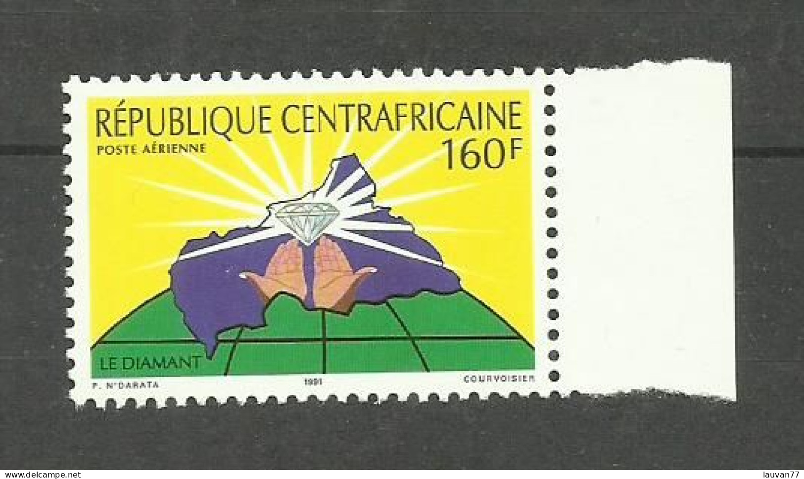 République CENTRAFRICAINE POSTE AERIENNE N°405A Non Répertorié YT 1991 Rare Neuf** - Zentralafrik. Republik