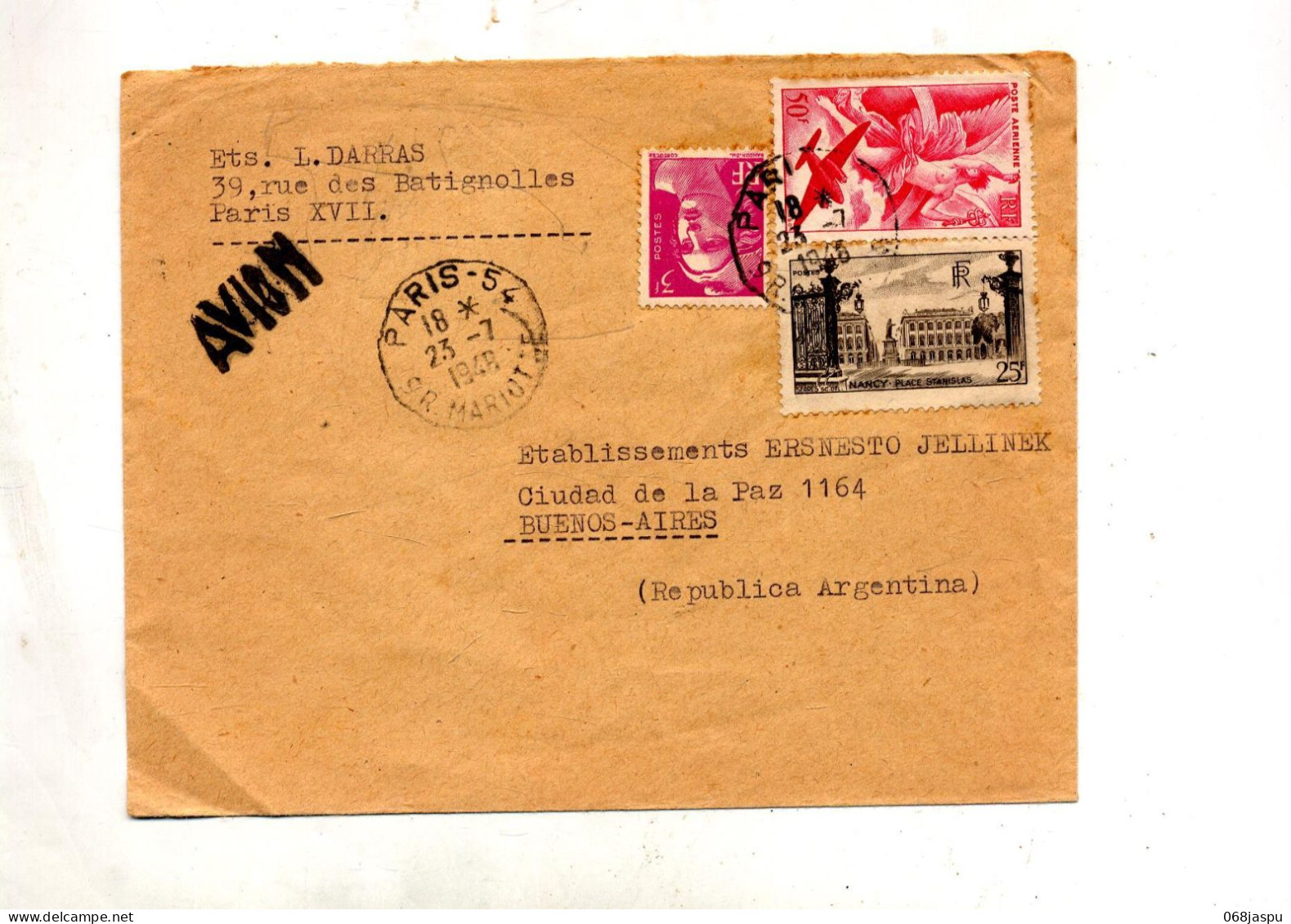 Lettre Cachet Paris 54 Sur Avion Nancy Gandon  Curiosite Forme Cercle - Manual Postmarks