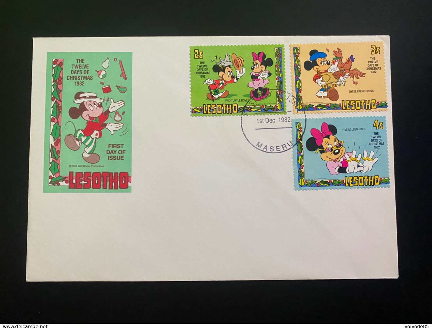 FDC Lesotho - 01/12/1982 - Mickey Mouse - Minie - Walt Disney - Disney