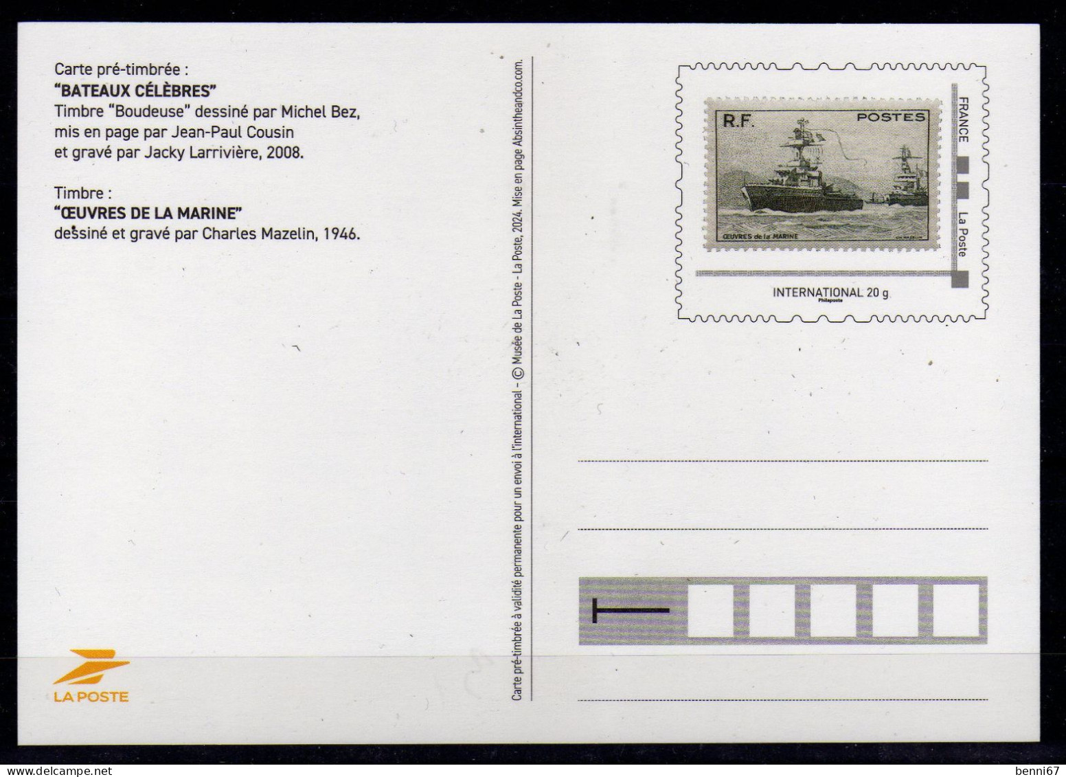 FRANCE ENTIER POSTAL 2024 Navire Ship Voilier Neuve (2 Scans) - Other & Unclassified