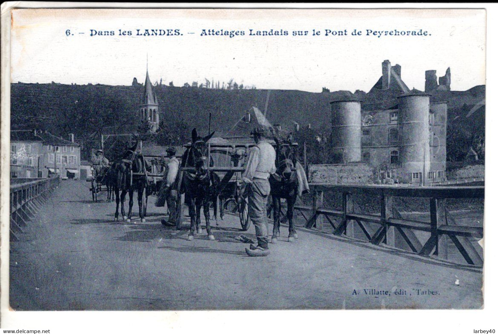 40 - Attelages Landais Sur Le Pont De Peyrehorade - Cartes Postales Ancienne - Peyrehorade