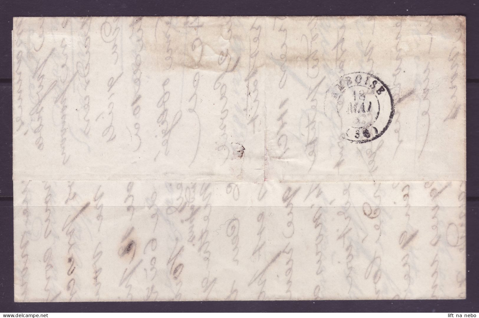 FRANCE 1853-1860 Stamp 20c Bleu Foncé YT N°14Aa On The Cover - 1853-1860 Napoléon III