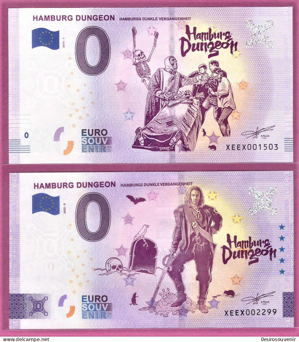 0-Euro XEEX 2019-1 + 2022-3 SATZ HAMBURG DUNGEON - KOMPLETT - Privéproeven