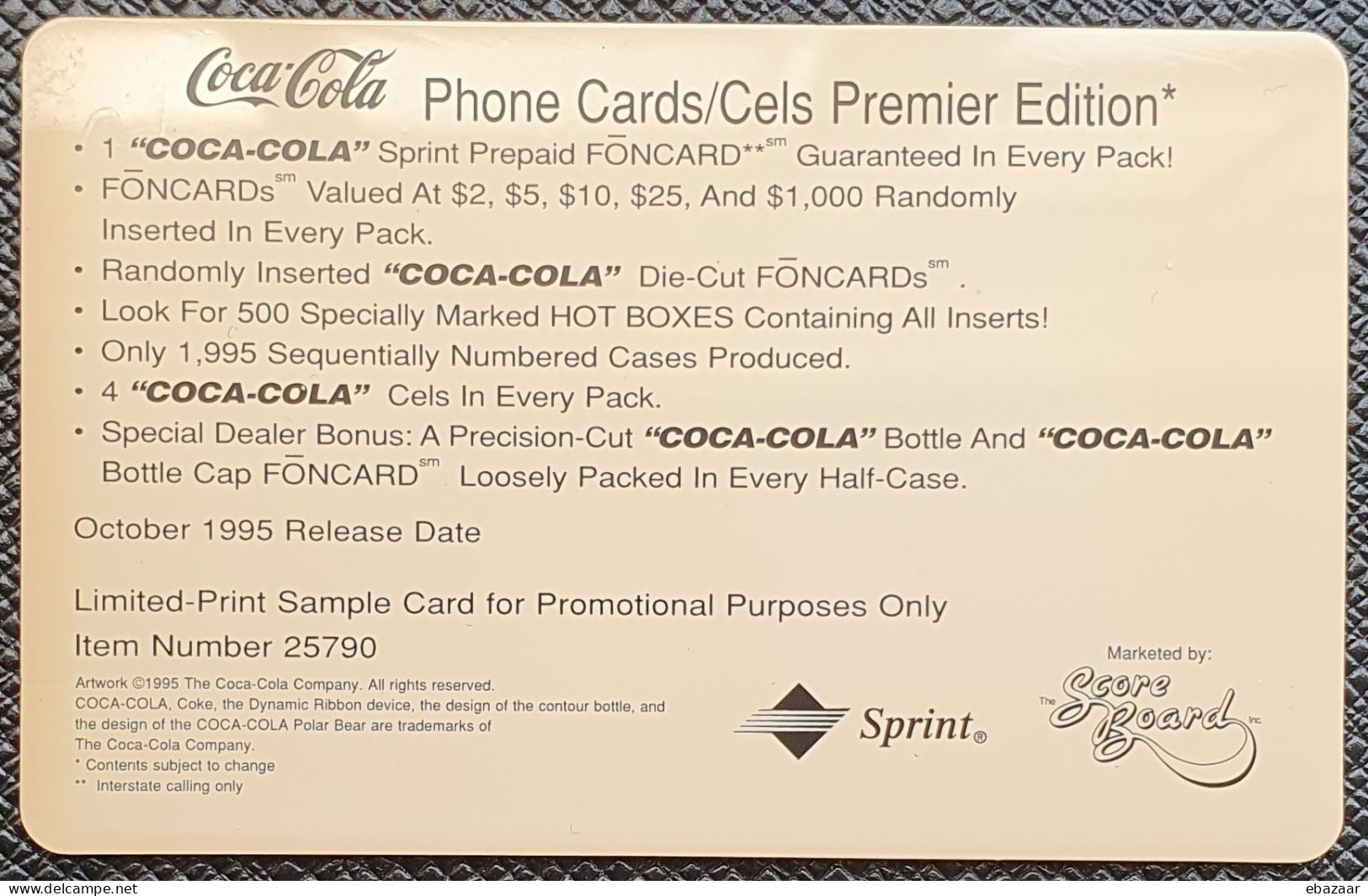 Coca Cola Polar Bear Sprint USA Prepaid Phonecard - Sprint