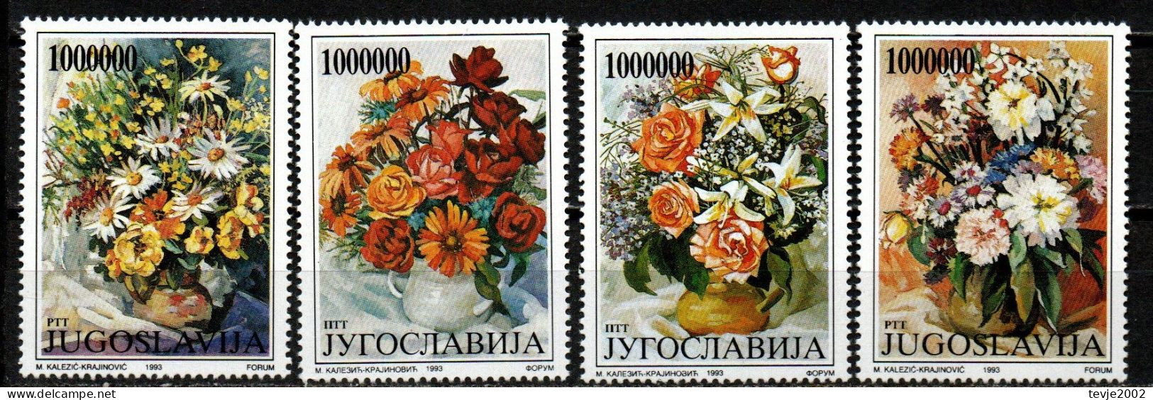 Jugoslawien 1993 - Mi.Nr. 2614 - 2617 - Postfrisch MNH - Blumen Flowers - Autres & Non Classés