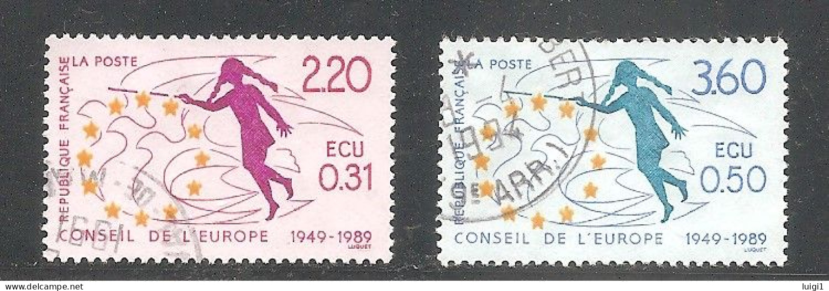 CONSEIL DE L' EUROPE .  Lot 1981- 1989 - Oblitéré. Y&T N° 65 / 66 / 67 + 100 /101. - Usati