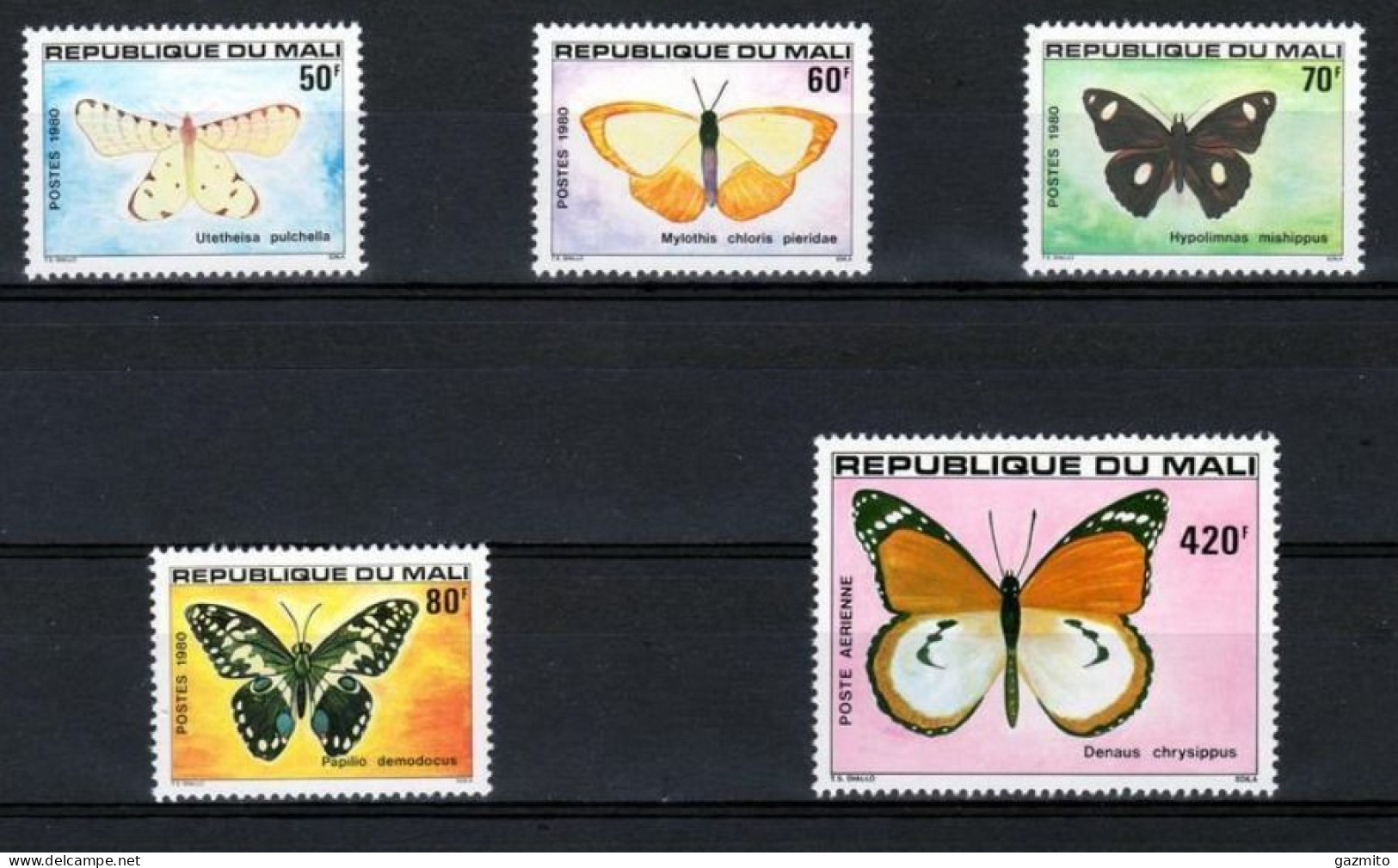 Mali 1980, Butterflies, 5val - Vlinders