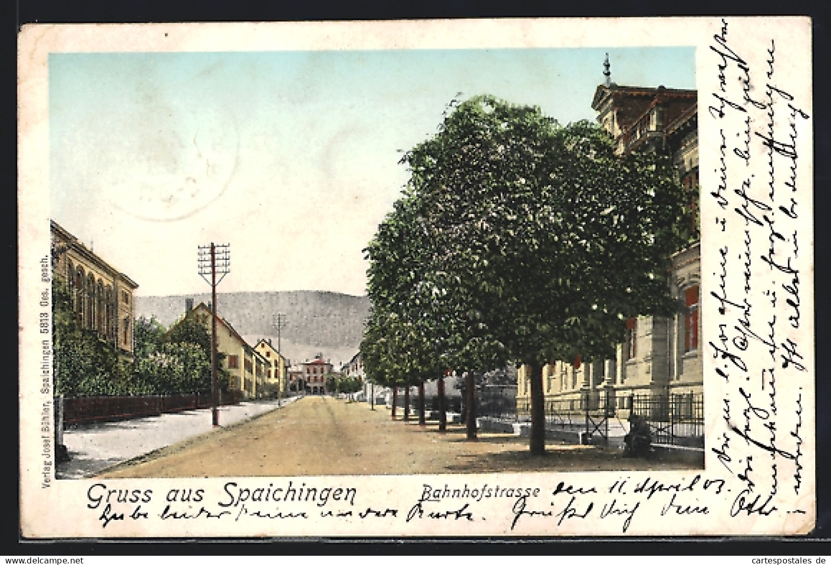 Goldfenster-AK Spaichingen, Partie In Der Bahnhofstrasse, Häuser Mit Leuchtenden Fenstern  - Andere & Zonder Classificatie