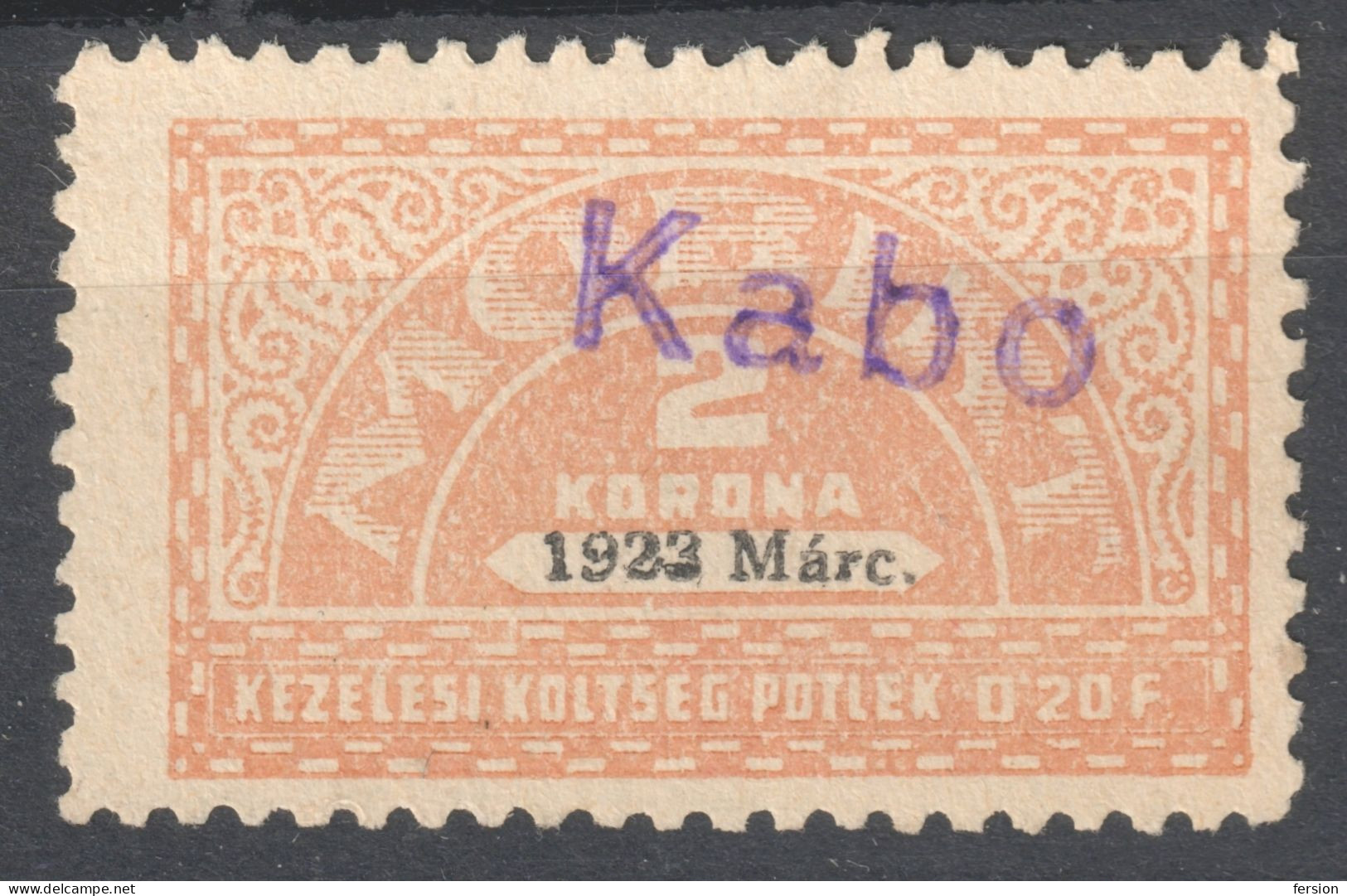 Hungary - TURUL MOBIRT Insurance REVENUE TAX Stamp - Used LABEL CINDERELLA VIGNETTE 1922 - 2 K - Fiscales