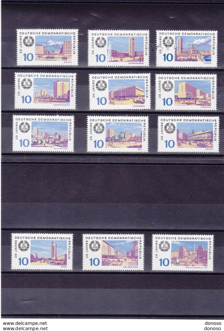 RDA 1969 20ème Anniversaire, Villes De RDA Yvert 1191-1202, Michel 1495-1506 NEUF** MNH Cote Yv 6 Euros - Ongebruikt