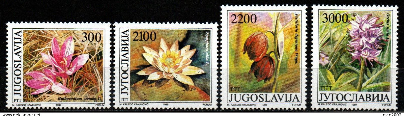 Jugoslawien 1989 - Mi.Nr. 2333 - 2336 - Postfrisch MNH - Blumen Flowers - Autres & Non Classés