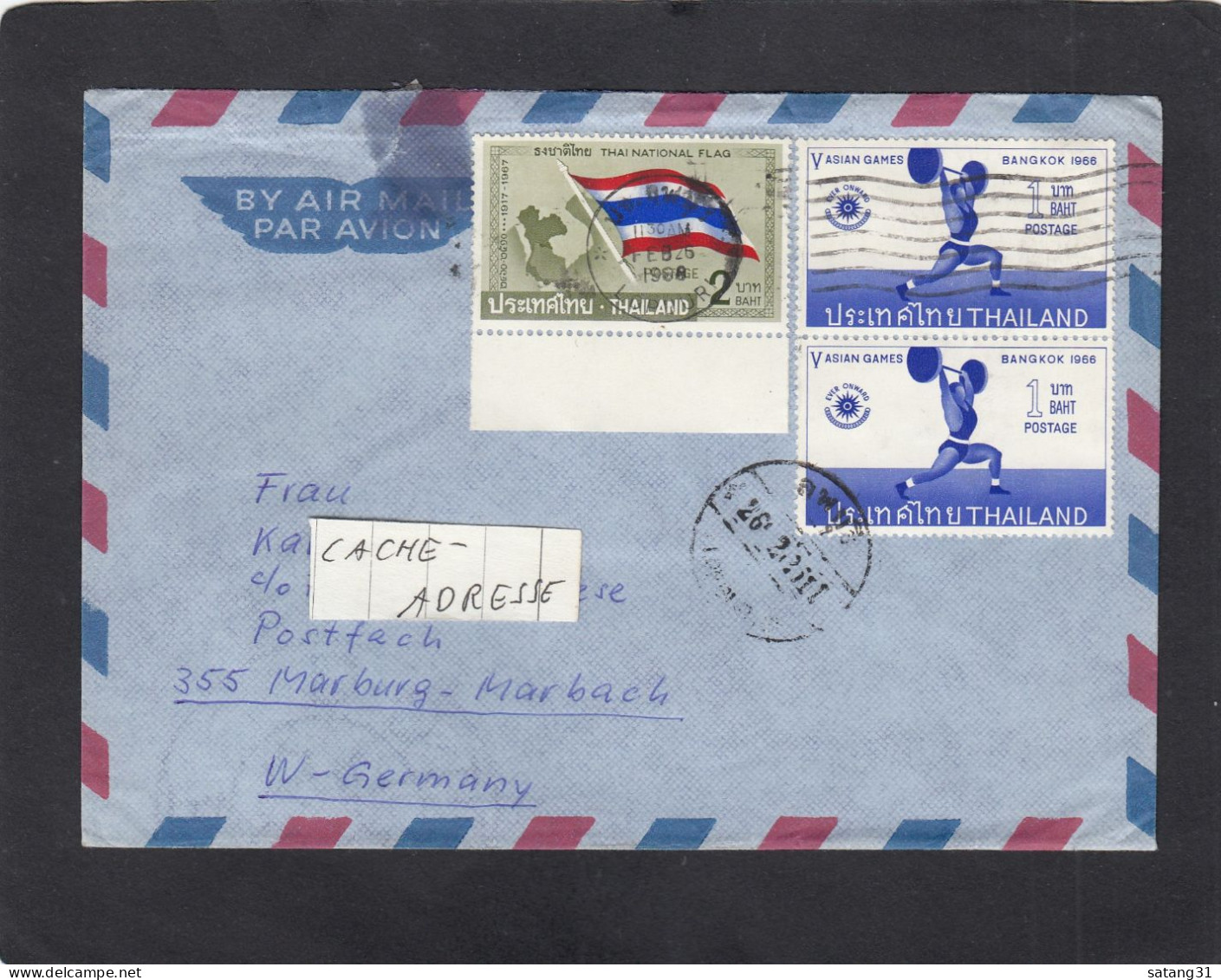 LETTRE PAR AVION AVEC  TIMBRES " DRAPEAU (THAI NATIONAL FLAG) / ASIAN GAMES ". - Thailand