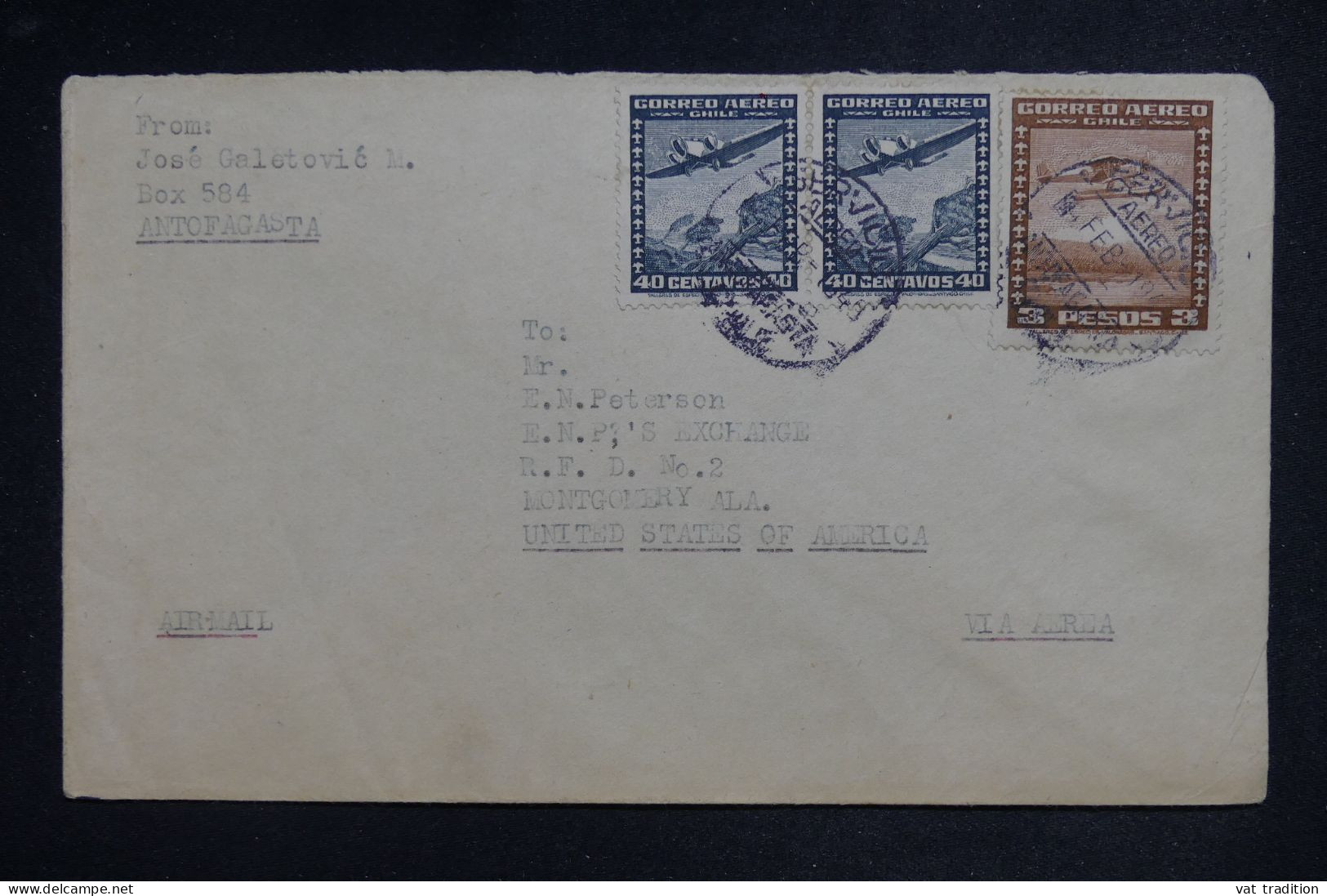 CHILI - Lettre Par Avion Pour Les USA - 1948 - A 2940 - Chile