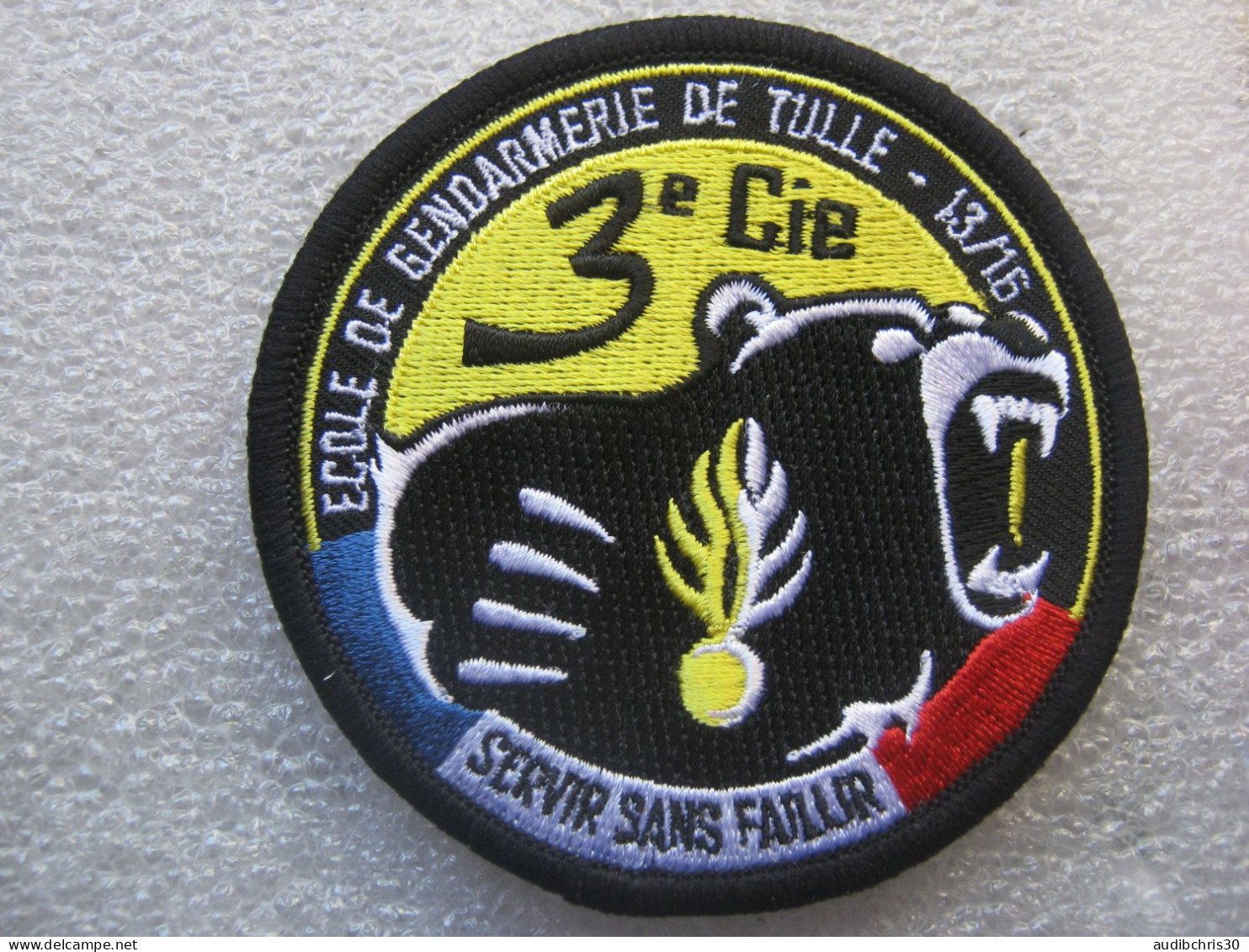 ECUSSON ECOLE DE GENDARMERIE DE TULLE 3° COMPAGNIE 13/16 SCRATCH 80MM - Policia