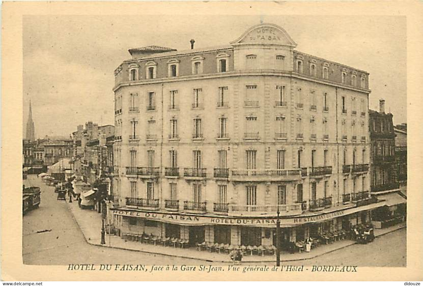 33 - Bordeaux - Hotel Du Faisan Face à La Gare Saint Jean - Animée - Automobiles - Correspondance - CPA - Voir Scans Rec - Bordeaux