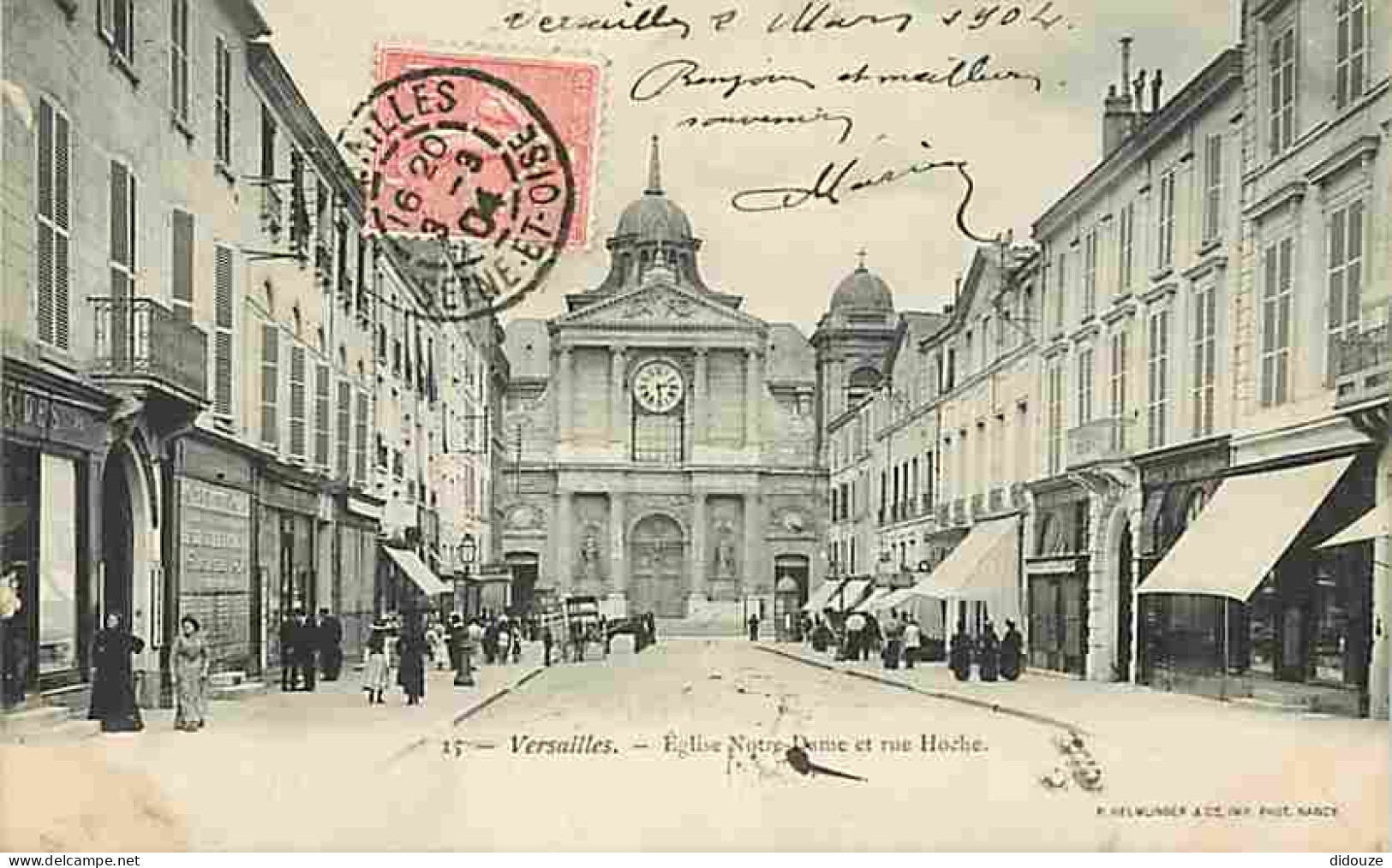 78 - Versailles - Eglise Notre Dame Et Rue Hoche - Animée - CPA - Voir Scans Recto-Verso - Versailles