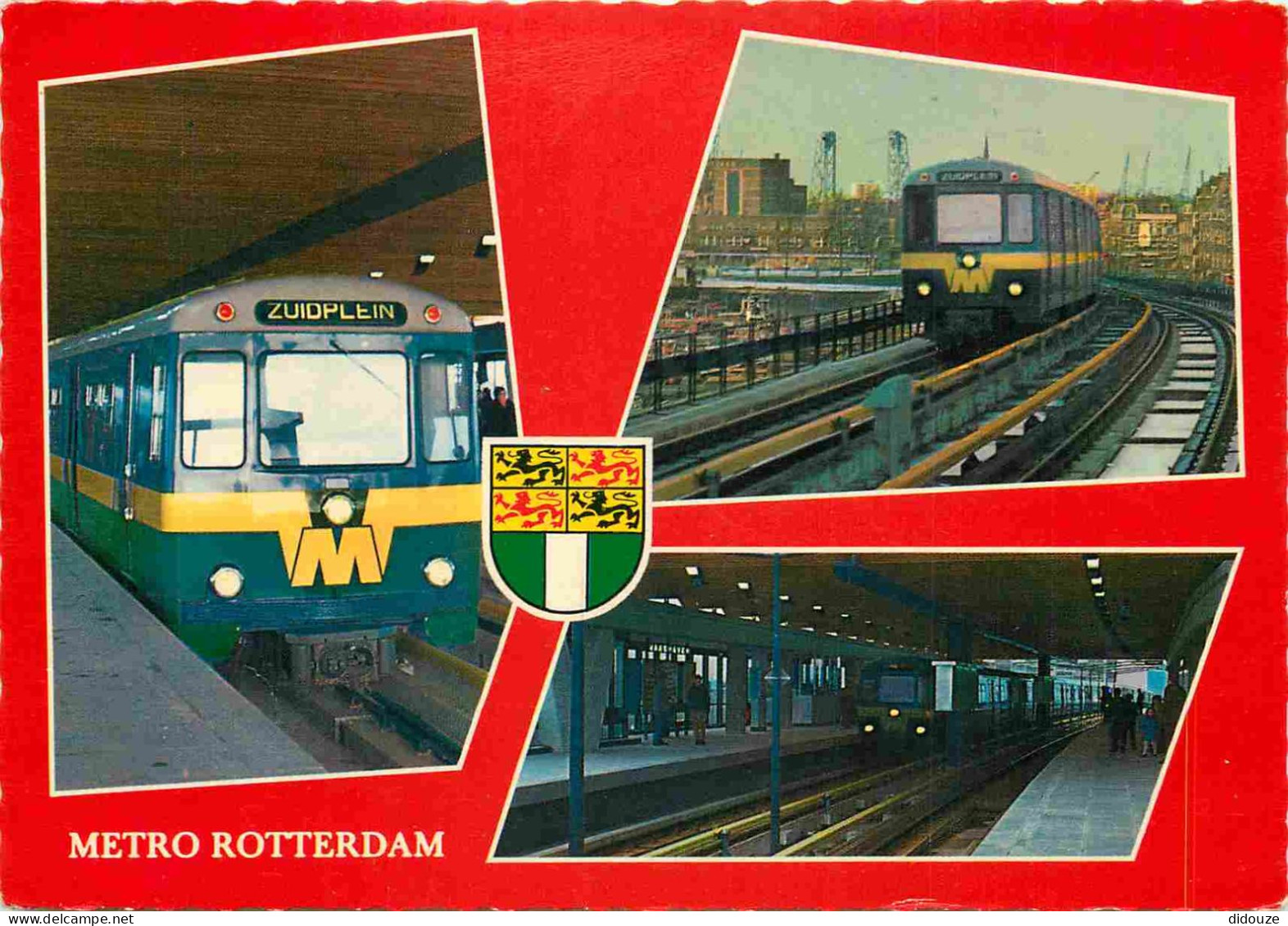 Trains - Métro - Rotterdam - Multivues - Blasons - Carte Dentelée - CPSM Grand Format - Voir Scans Recto-Verso - Subway