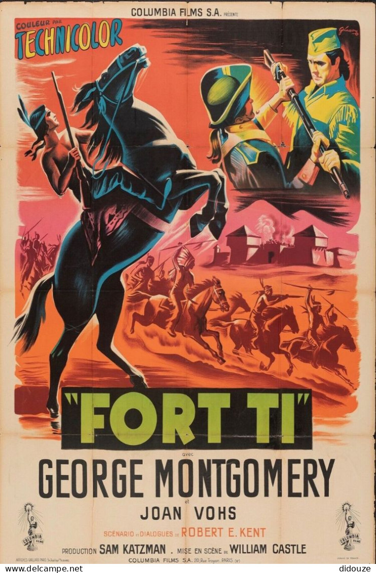 Cinema - Fort Ti - George Montgomery - Indiens - Chevaux - Illustration Vintage - Affiche De Film - CPM - Carte Neuve -  - Manifesti Su Carta