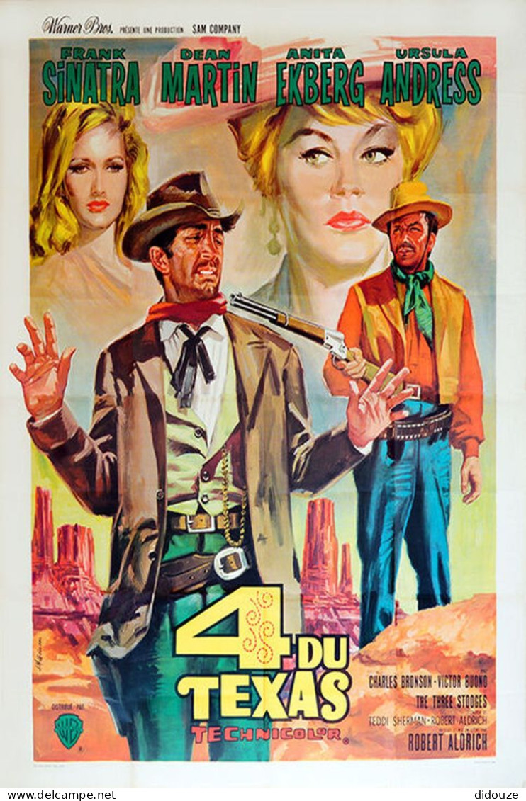 Cinema - 4 Du Texas - Frank Sinatra - Dean Martin - Anita Ekberg - Ursula Andress - Illustration Vintage - Affiche De Fi - Posters Op Kaarten