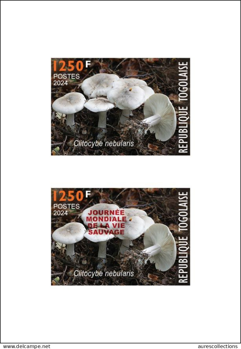 TOGO 2024 DELUXE PROOF - REGULAR & OVERPRINT - MUSHROOMS MUSHROOM CHAMPIGNONS - BIODIVERSITY BIODIVERSITE - Pilze