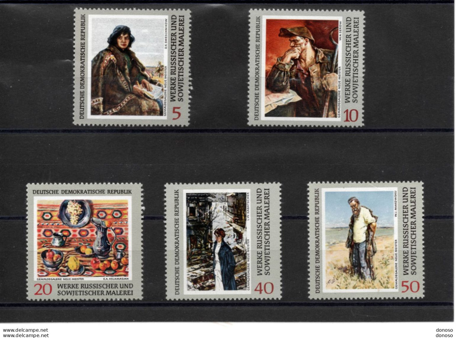 RDA 1969 Peintures Soviétiques  Yvert 1221-1223 + 1225-1226 NEUF** MNH - Nuevos