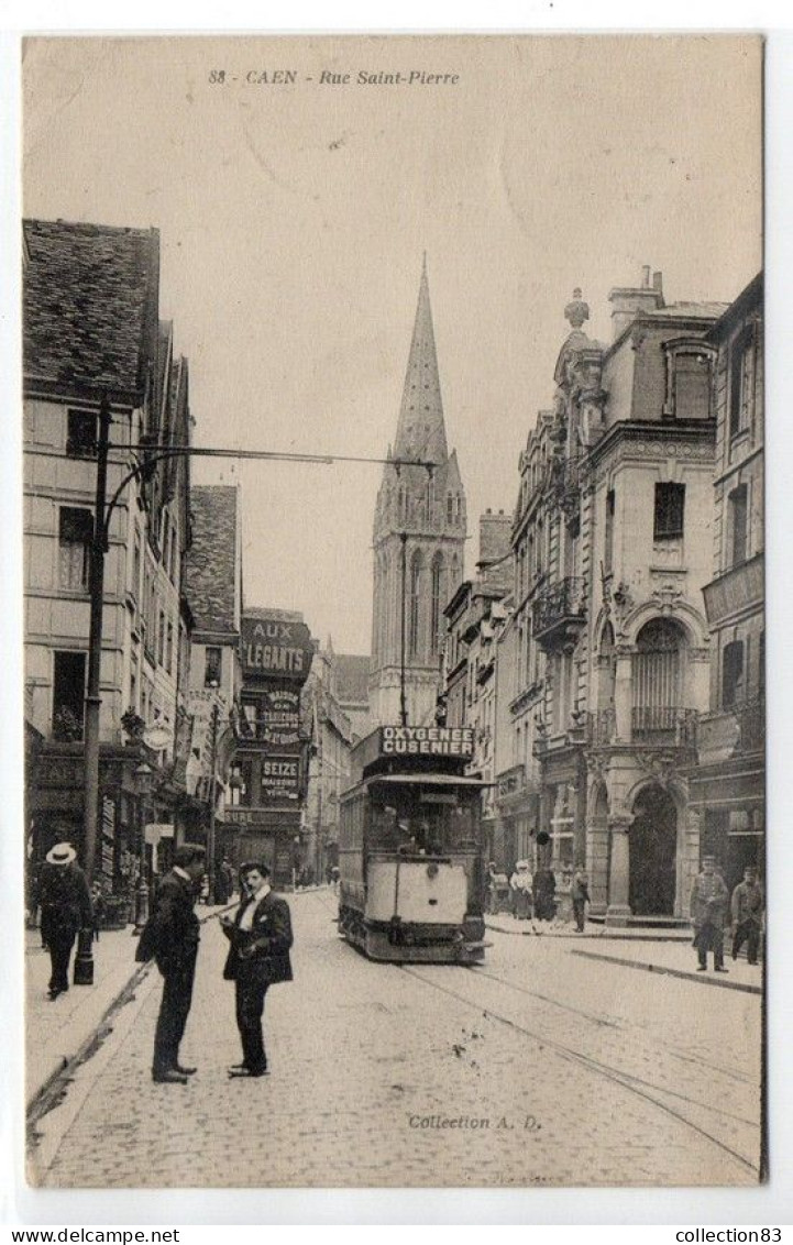 CPA CAEN Rue Saint-Pierre Tramway - Caen