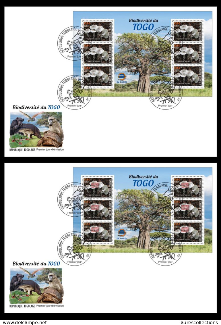 TOGO 2024 FDC MS 6V - REGULAR & OVERPRINT - MUSHROOMS MUSHROOM CHAMPIGNONS - BIODIVERSITY BIODIVERSITE - Mushrooms