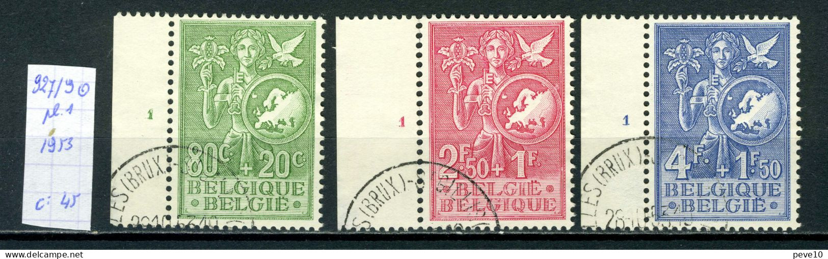 Belgique    N°927/9 O  Avec Planche 1 Idée Européenne - ....-1960