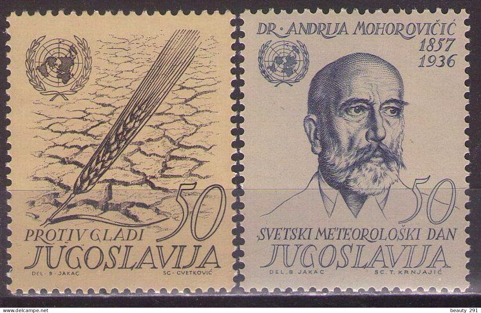 Yugoslavia 1963 - Fight Against Hunger,World Meteorological Day - Mi 1032-1033 - MNH**VF - Unused Stamps