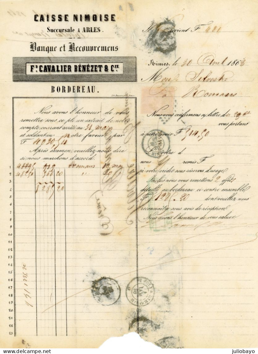 30 Avril 1863 N°17B Luxe Rose Vif Foncé  GC 2659 NIMES Vers Romans,signé Calves - 1849-1876: Periodo Classico