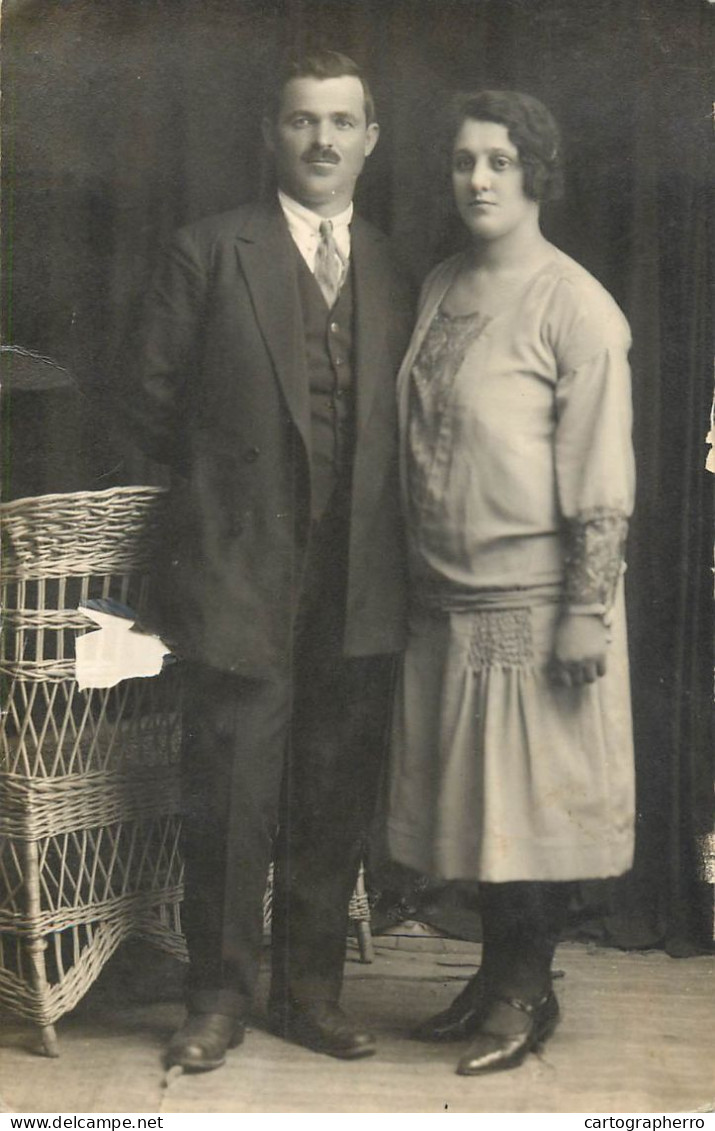 Social History Souvenir Vintage Photo Postcard Elegance Couple Moustache - Fotografía