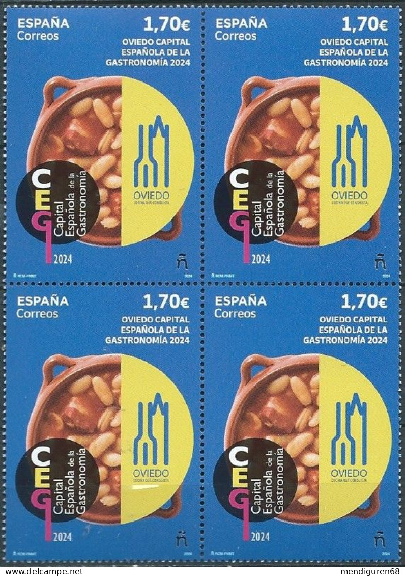 ESPAGNE SPANIEN SPAIN ESPAÑA 2024 OVIEDO CAPITAL OF GASTRONOMY BLOCK 4V MNH ED 5739 - Nuovi