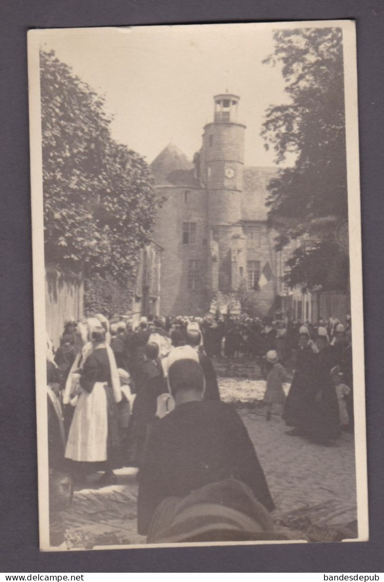 Carte Photo Pont L' Abbe Finistere Fete Du Pardon Ancien Chateau ( Animée Costume Breton  3877) - Pont L'Abbe