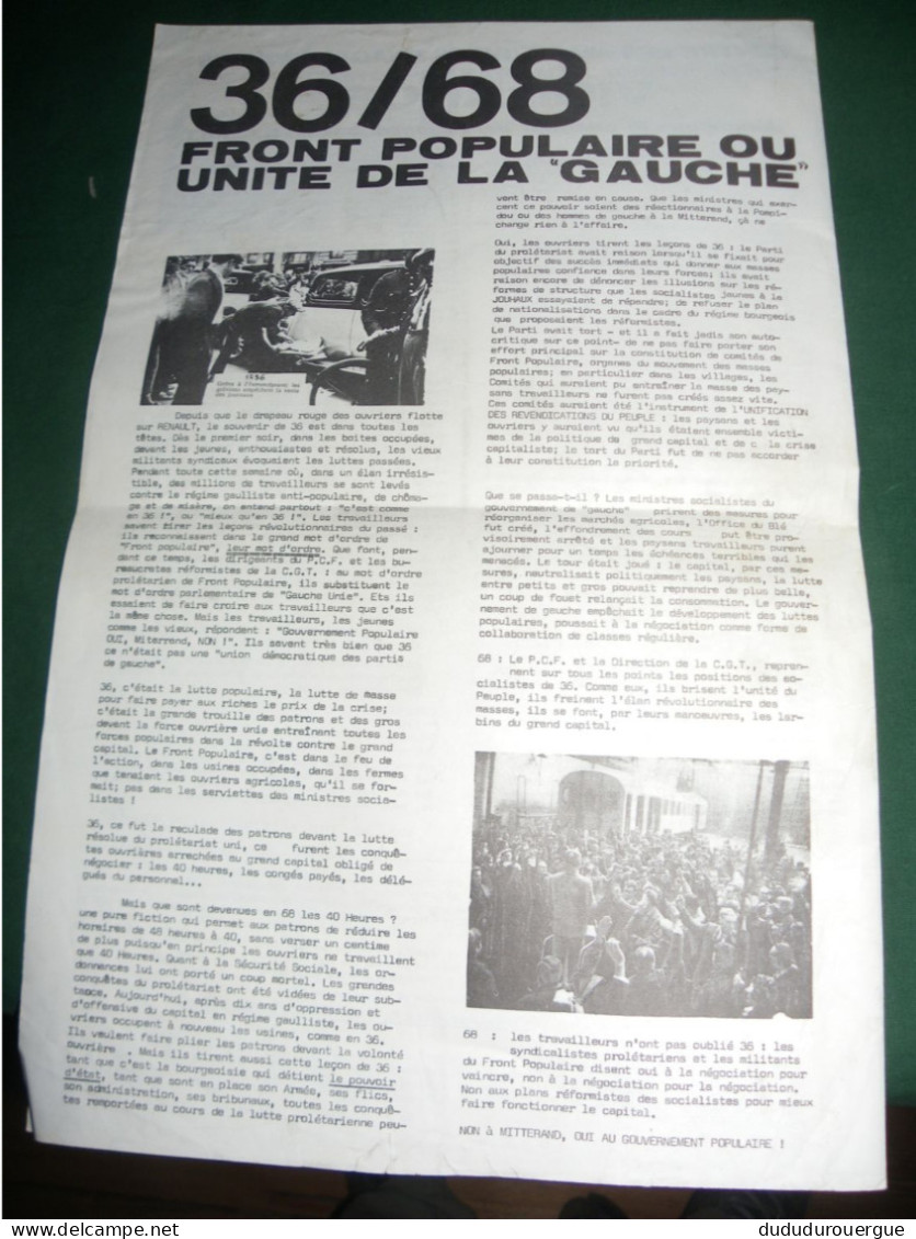 MAI 1968 : " LA CAUSE DU PEUPLE " LE N ° DU 23 MAI 1968 ( N° 2 )  , JOURNAL DE FRONT POPULAIRE - 1950 - Heute