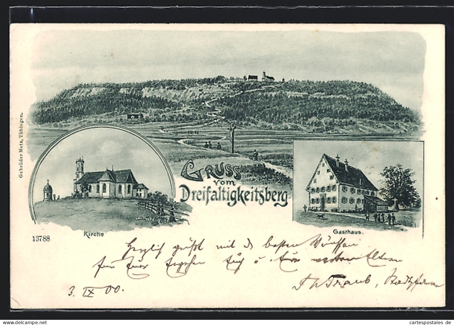 Lithographie Spaichingen, Gasthaus Und Kirche Auf Dem Dreifaltigkeitsberg  - Other & Unclassified