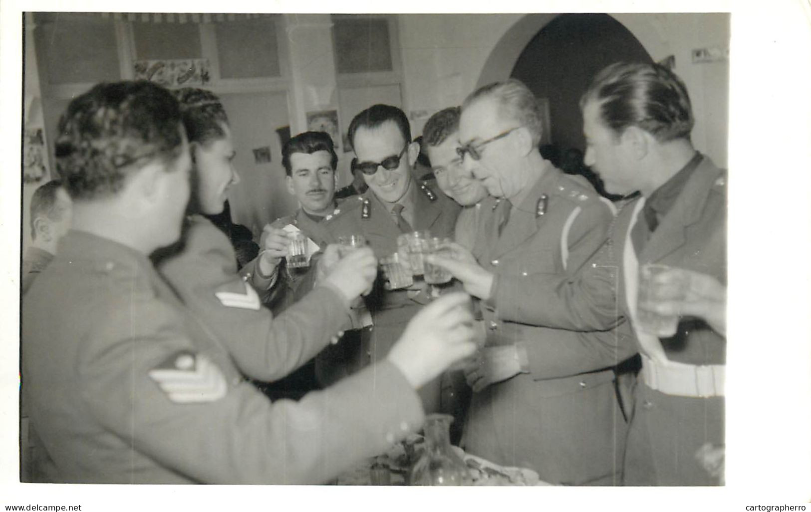 Social History Souvenir Vintage Photo Postcard Army Officer Drinking - Fotografie