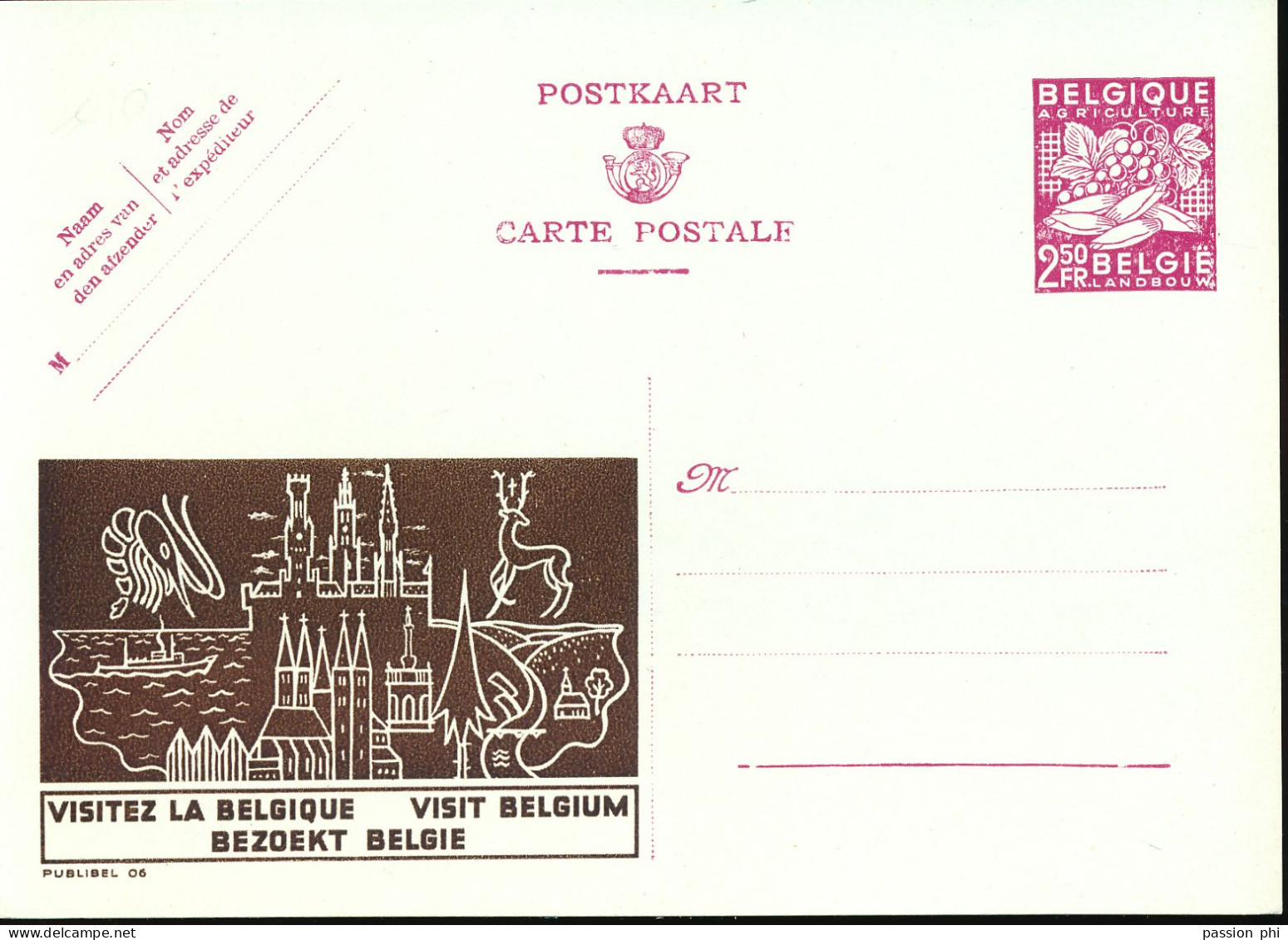 BELGIUM PPS  SBEP 06 PUBLIBEL POUR L'ETRANGER VISITEZ LA BELGIQUE NF UNUSED - Werbepostkarten