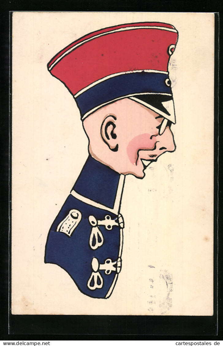 AK Schneidiger Offizier In Uniform, Karikatur  - Weltkrieg 1914-18